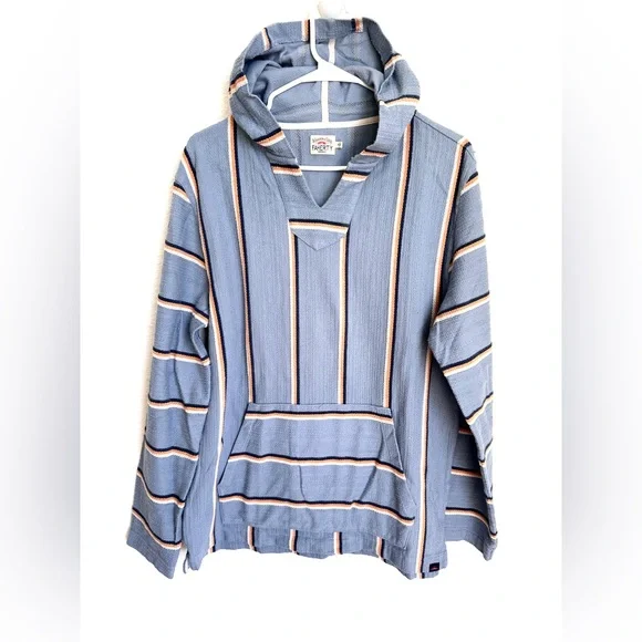 Faherty Men’s Biarritz Hoodie Sweater Blue Pullover Aztec Theme Sz Medium - Picture 13 of 13